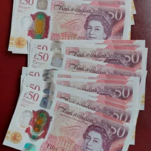 Counterfeit 50 pound sterling banknotes
